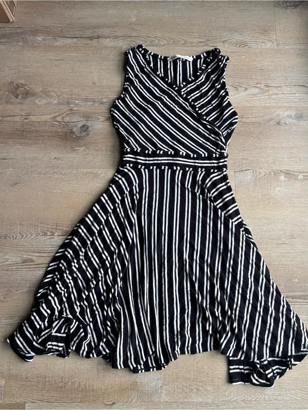 Max Studio Black and White Striped Midi Dress